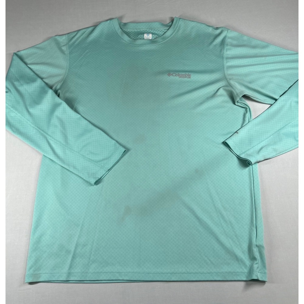 Columbia PFG Omni-Freeze ZERO Long Sleeve Shirt Mens Medium Aqua Blue Cooling